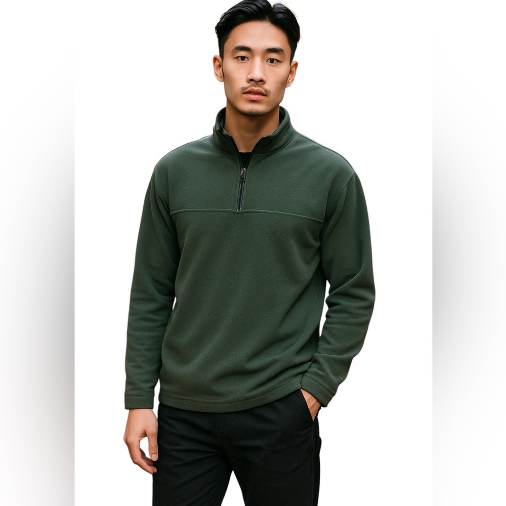 EDDIE BAUER POLYESTER HALF-ZIP  Size L Olive Green Outdoors Gorpcore